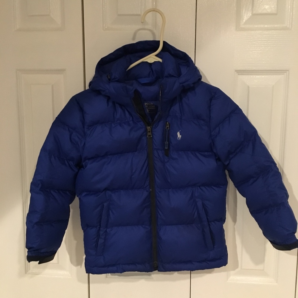 Boys Blue Polo puffer coat. size: 7